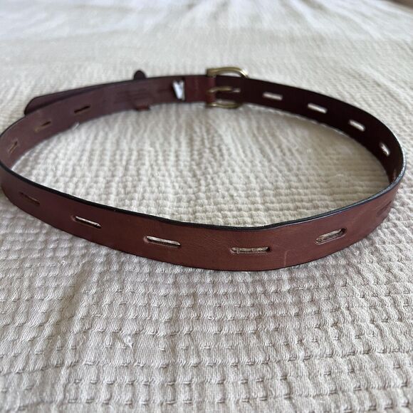 Madewell Belt Womens Small Brown Genuine Italian Leather Brass Buckle Classic - Picture 2 of 11